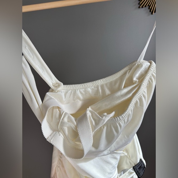 Vintage Yves Saint Laurent 90s White and Black RUCHED Bathing Suit S/XS - Picture 5 of 8